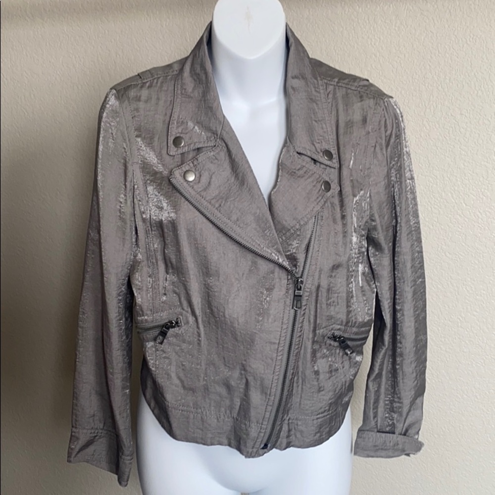 Club Monaco Sheen Gray Zip Cropped Blazer